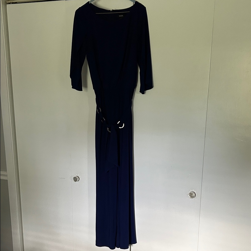 Max Studio Navy Long Sleeve Jumpsuit